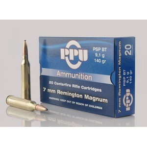 STANDARD Soft Point Boat Tail 140 Gr 7mm Remington Magnum Rifle Ammo - 20 Round Box