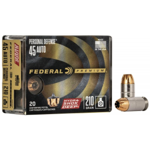 PREMIUM Personal Defense Hydra-shok Deep Hollow Point 210 Gr 45 Acp Handgun Ammo - 20 Round Box