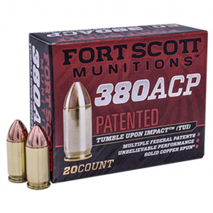 TUI Solid Copper Spun 95 Gr 380 Acp Handgun Ammo - 20 Round Box