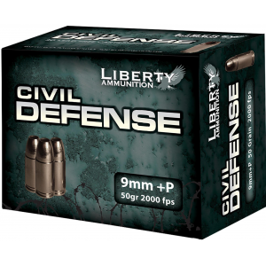 CIVIL Defense Hollow Point 9mm+p Handgun Ammo - 20 Round Box