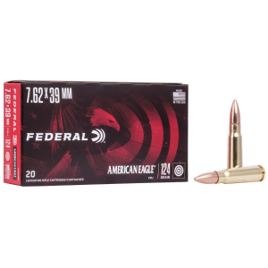 American Eagle Full Metal Jacket 124 gr 7.62 x 39mm Rifle Ammo - 20 Round Box