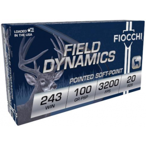 FIELD Dynamics Soft Point 243 Winchester Rifle Ammo - 20 Round Box