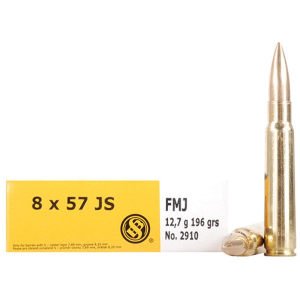FULL Metal 196 Gr 8mm Mauser Rifle Ammo - 20 Round Box