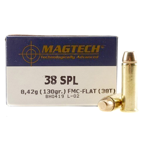 Full Metal Jacket Flat 130 gr 38 Special Handgun Ammo - 50 Round Box