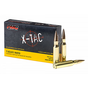 X-TAC Full Metal Jacket Boat-tail 147 Gr 7.62x51mm Nato Rifle Ammo - 20 Round Box