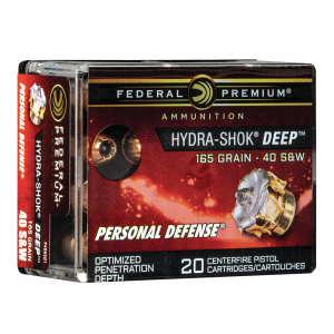 Premium Hydra-Shok Deep Hollow Point 165 gr 40 S&W Handgun Ammo - 20 Round Box