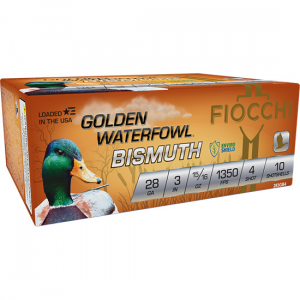 GOLDEN Waterfowl Bismuth #4 3" 28 Gauge Shotgun Ammo - 10 Round Box