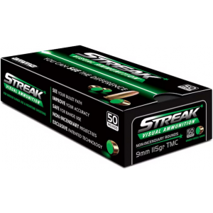 STREAK Tmc Green 115 Gr 9mm Luger Handgun Ammo - 50 Round Box