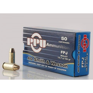 FLAT Point Jacketed 165 Gr 40 S&w Handgun Ammo - 50 Round Box