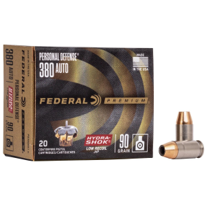PREMIUM Personal Defense Low Recoil Hydra-shok Hp Shok 380 Acp Handgun Ammo - 20 Round Box