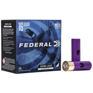 GAME-SHOK Upland Hi-brass #4 Lead Shot #4 Lead Shot 16 Gauge Shotgun Ammo - 25 Round Box