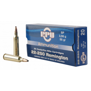 Standard Soft Point 55 gr 22-250 Remington Rifle Ammo - 20 Round Box