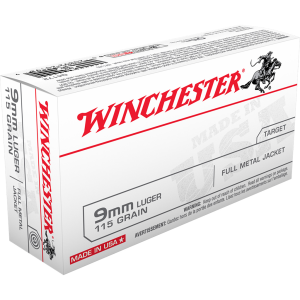 Winchester USA Full Metal Jacket 115 gr 9mm Handgun Ammo - 50 Round Box - $21.95 at The Real Grit