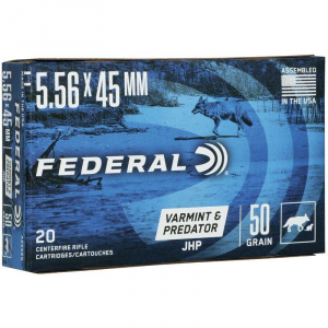 VARMINT & Predator Jacketed Hollow Point 50 Gr 5.56x45mm Rifle Ammo - 20 Round Box