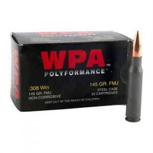 POLYFORMANCE Full Metal Jacket 145 Gr 308 Winchester Rifle Ammo - 20 Round Box