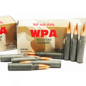 MILITARY Classic Full Metal Jacket 145 Gr 308 Winchester Rifle Ammo - 20 Round Box