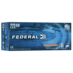 POWER-SHOK Jacketed Soft Point 55 Gr 223 Remington Rifle Ammo - 20 Round Box