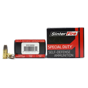 SPECIAL Duty Hollow Point 100 Gr 9mm Handgun Ammo - 20 Round Box