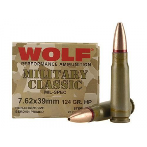 MILITARY Classic Hollow Point 124 Gr 7.62 X 39mm Rifle Ammo - 20 Round Box