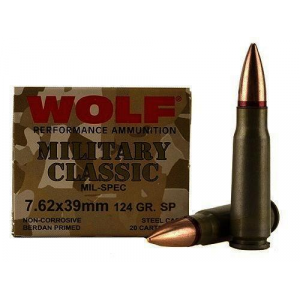 MILITARY Classic Soft Point 124 Gr 7.62 X 39mm Rifle Ammo - 20 Round Box