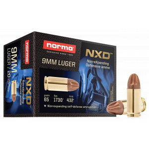 NON Expanding Self Defense 65 Gr 9mm Luger Handgun Ammo - 20 Round Box