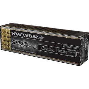 SUPER-X Subsonic Black Copper Plated Round Nose 45 Gr 22 Long Rifle Rimfire Ammo - 50 Round Box