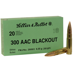 SB Subsonic Full Metal Jacket 200 gr 300 AAC Blackout Rifle Ammo - 20 Round Box