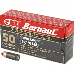 STEEL Case Full Metal Jacket 115 Gr 9mm Handgun Ammo - 50 Round Box