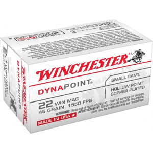 USA Dynapoint Copper Plated Hollow Point 45 gr 22 WMR Rimfire Ammo - 50 Round Box
