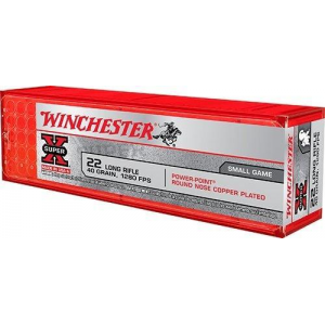 SUPER X Power Point Copper Plated 40 Gr 22 Long Rifle Rimfire Ammo - 100 Round Box