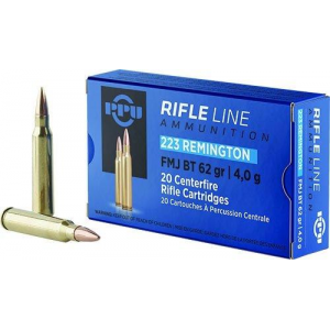 STANDARD Full Metal Jacket Boat Tail 62 Gr 223 Remington Rifle Ammo - 20 Round Box