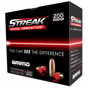 STREAK Visual Red Total Metal Jacket 124 Gr 9mm Handgun Ammo - 20 Round Box