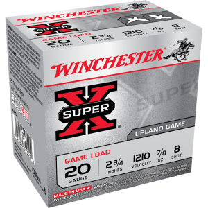 SUPER-X Game Load #8 2-3/4" 7/8 Oz 20 Gauge Shotgun Ammo - 25 Round Box
