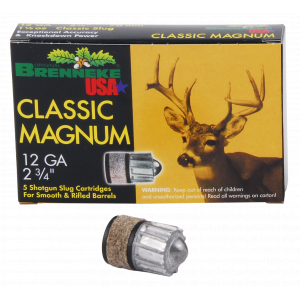CLASSIC Magnum Lead Slug 2-3/4" 12 Gauge Shotgun Ammo - 5 Round Box