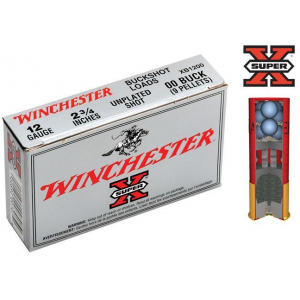 SUPER-X 00 Buckshot 2.75" 12 Gauge Shotgun Ammo - 5 Round Box