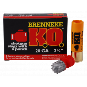 KO Slug 2-3/4" 20 Gauge Shotgun Ammo - 5 Round Box