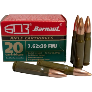 STEEL Case Full Metal Jacket 123 Gr 7.62 X 39mm Rifle Ammo - 20 Round Box