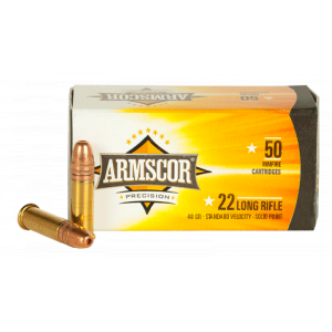 PRECISION Standard Velocity Solid Point 40 Gr 22 Long Rifle Rimfire Ammo - 50 Round Box