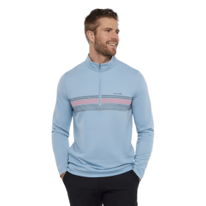 TravisMathew Upgraded Striped Quarter Zip Pullover - Men's