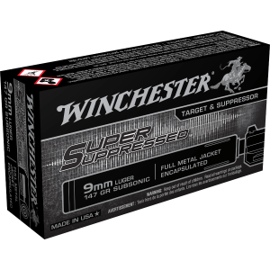 Winchester Ammo Super Suppressed 9mmLuger 147 Grain Encapsulated Fmj Ammo 50 Rounds