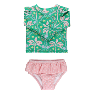 Rufflebutts & Ruggedbutts RuffleButts & RuggedButts Flutter Rash Guard Skirted Long-Sleeve Swimsuit(2 Piece) - Girls' - $23.00 at Als.com