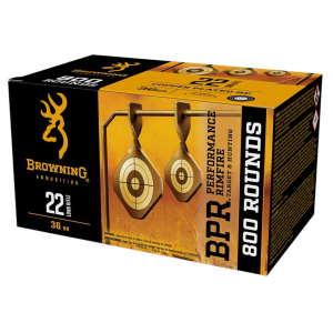 Browning Ammunition BPR Performance Rimfire 22 Long Rifle 36 Grain Copper Plated Hollow Point Ammunition 500 Rounds