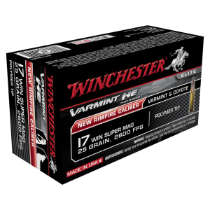 Winchester Ammo Winchester Ammo Varmint High Energy V-Max 50/Box 17 Winchster Short Magnum 25 Grain V-Max Ammunition 50 Rounds - $28.99 at Als.com