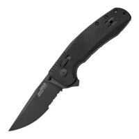 SOG TAC XR Lock Knife - Partially Serrated BLACKOUT 3.4"