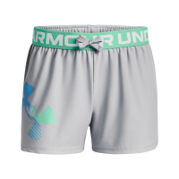 Under Armour Play Up Graphic Logo Short - Girls' Mod Gray / Green Breeze / White XL