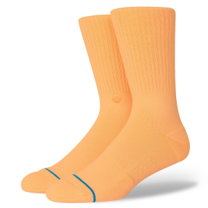 Stance Icon Washed Crew Socks 2024 in Peach size Medium | Nylon/Cotton/Elastane