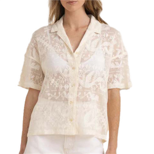 Women's Roark Riviera Short-Sleeve Shirt 2024 White size Medium | Cotton