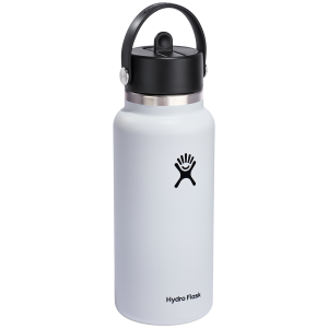 Hydro Flask 32oz Wide Mouth Flex Straw Cap Water Bottle 2025 in White