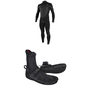 O'Neill 4/3+ Psycho Tech Chest Zip Wetsuit 2024 - Medium Package (M) + 6 Booties in Black size M/6 | Rubber/Neoprene