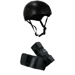 Pro-Tec Classic Skate Skateboard Helmet 2025 - Small Package (S) + S Adult Wrist Guards Size Short Sleeve in Black size S/S | Nylon/Neoprene